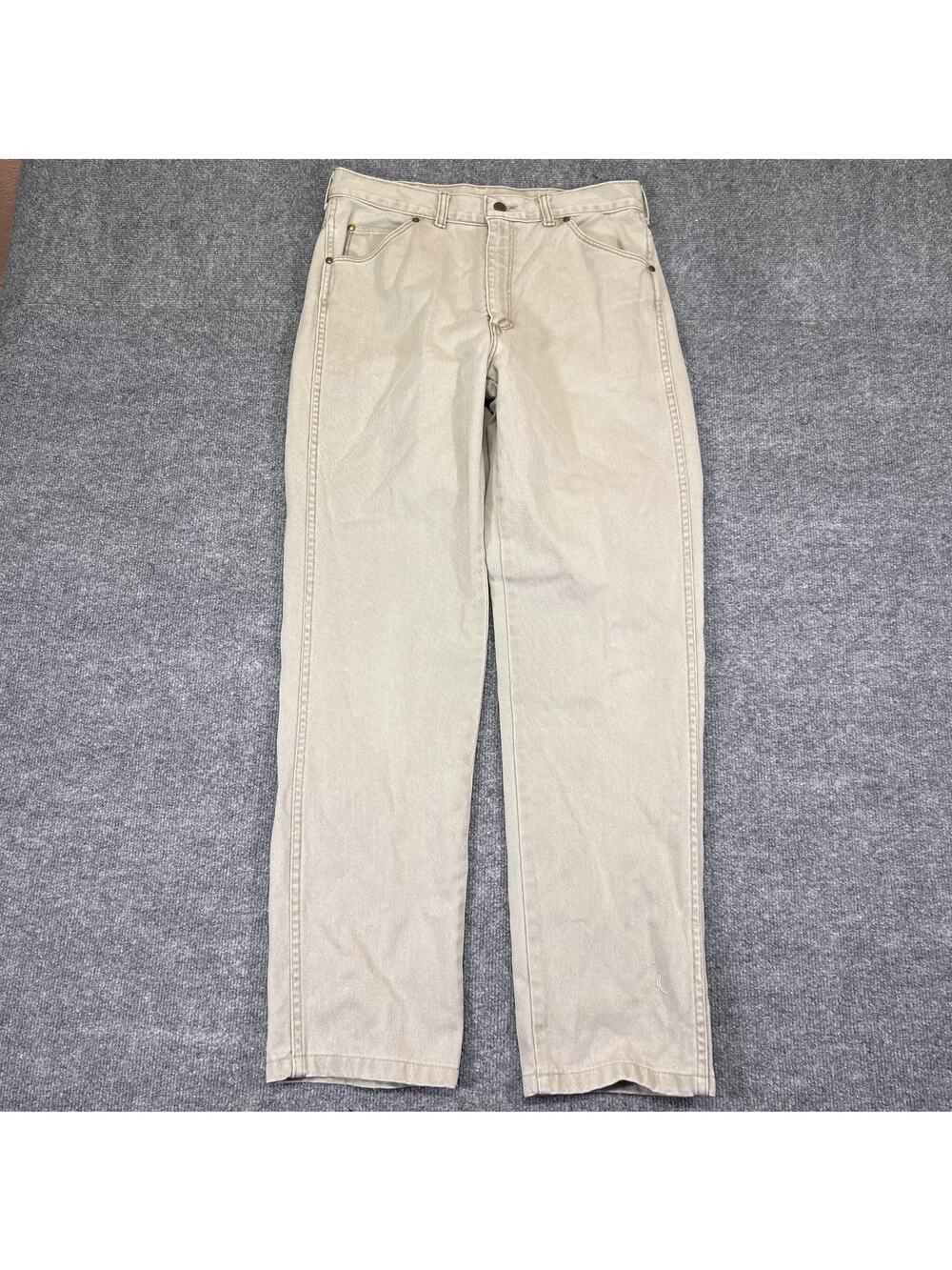 VTG Eddie Bauer Jeans Mens 34x32 Beige Relaxed Straight Denim Pants Cotton USA